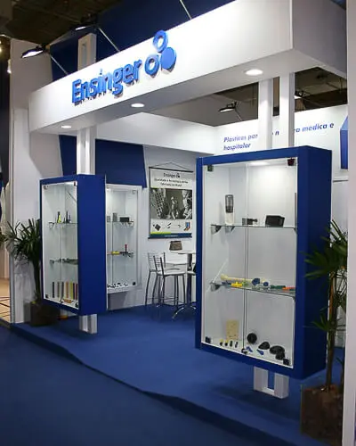 Montagem do stand do expositor Ensinger que executamos na feira Hospitalar 2018