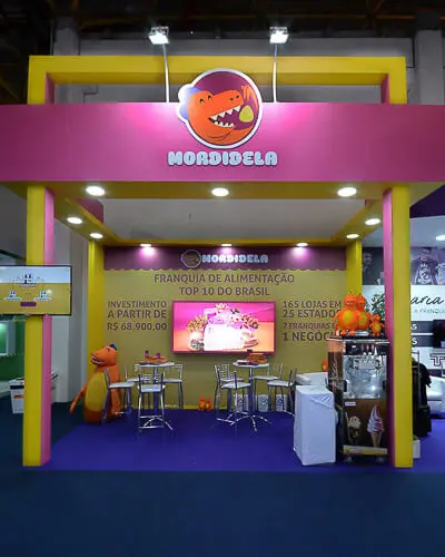 Montagem do stand do expositor Mordidela que executamos na feira ABF Franchising 2018