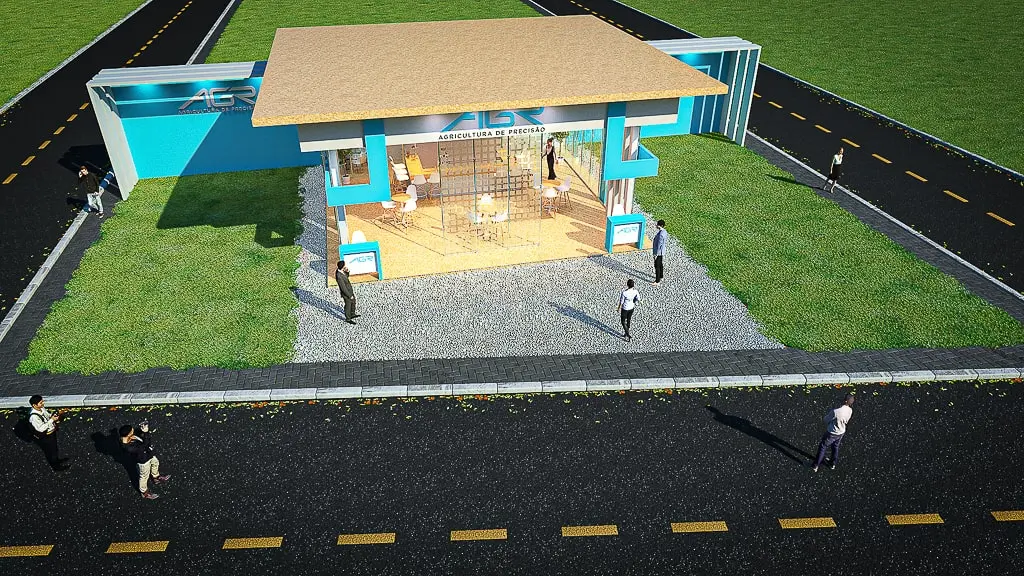 Projeto de stand externo do expositor AGR que criamos para a feira Farm Show 2022