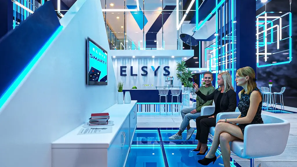 Projeto de stand do expositor Elsys que criamos para a feira Exposec 2020