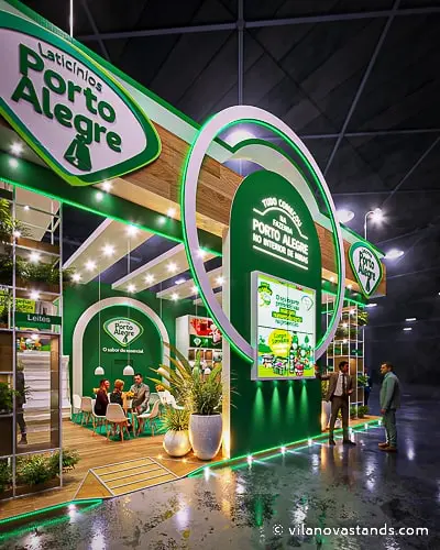 Projeto de stand do expositor Laticínios Porto Alegre que criamos para o Super Rio 2023